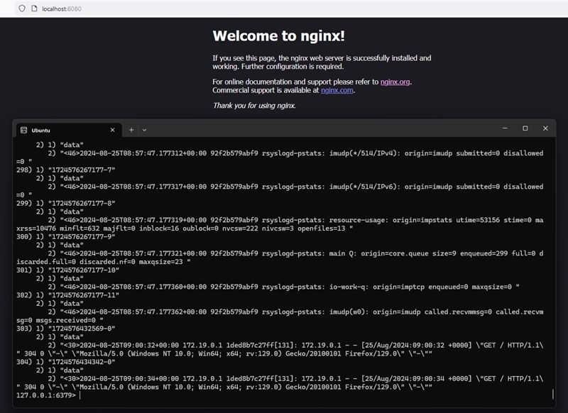 rsyslog valkey nginx lab result screenshot